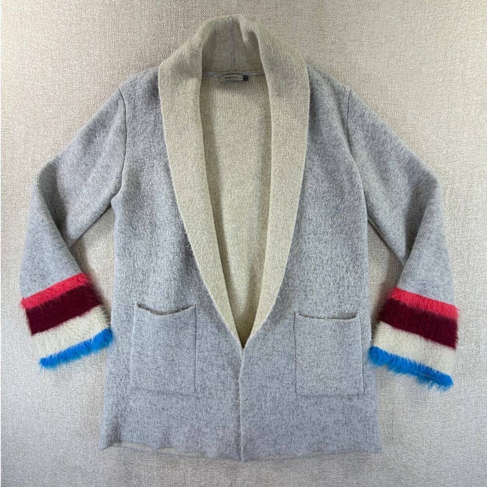 Maude Vivante Women S/M Gray Anthropologie Artsy Open Front Knit Cardigan Casual